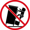 A 'no climbing' safety warning symbol showing a baby climbing on a dresser. Anteprima dell’immagine prodotto
