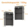 Two gray fabric wardrobes with dimensions indicated. Voir les images du produit