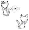 Ohrstecker Silber 925 Ohrringe „Katze mit Zirkonia“ Produktbild-Vorschau 1