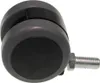 A close-up side view of a grey and black dual-wheel caster with a threaded metal stem. Anteprima dell’immagine prodotto