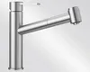 A stainless steel kitchen faucet with a pull-out spout is shown against a light gray background. Produktbild-Vorschau