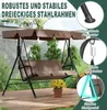 UISEBRT 3-Sitzer Hollywoodschaukel Braun, 175,5x110x152 cm Produktbild-Vorschau 5