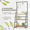 A 3-tier plant stand with plants and gardening tools, with descriptive text and numbering. Produktbild-Vorschau