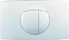 A white toilet flush plate with two buttons. Produktbild-Vorschau