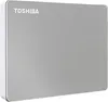 A silver external hard drive with the Toshiba logo. Produktbild-Vorschau