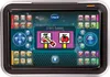 A VTech 2-in-1 tablet displaying various educational games and applications, set against a starry background. Produktbild-Vorschau