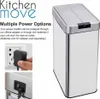 A collage showing a sensor dustbin and details about its power options. Produktbild-Vorschau