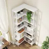 A white corner bookshelf with various decorative items and books. Anteprima dell’immagine prodotto