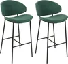 Two dark green bar stools with black metal legs are shown against a white background. Náhled obrázku produktu