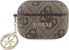 A close-up shot of a brown and beige patterned AirPods Pro 2 case with a gold, rhinestone-embellished charm. Podgląd zdjęcia produktu