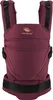A front view of a burgundy baby carrier with black straps and gold trim. Produktbild-Vorschau