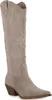 A single taupe cowboy boot is shown against a white background. Produktbild-Vorschau
