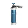 A blue and silver biscuit press on a white background. Anteprima dell’immagine prodotto