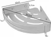 A silver-colored corner shelf for a bathroom, with dimensions indicated by lines and text. Produktbild-Vorschau