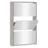 Schuhschrank mit Spiegel 3 Fächer Betongrau 63x17x102,5 cm Produktbild-Vorschau 1