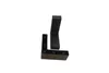 Two black L-shaped plastic furniture feet are shown on a white background. Produktbild-Vorschau