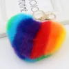 Regenbogen-Liebesherz, flauschiger Ball, Schlüsselanhänger, Produktbild-Vorschau 7
