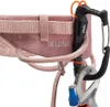Rosa Petzl Selena Klettergurt mit schwarzem Karabiner und silbernem Sicherungsgerät mit blauem Griff Produktbild-Vorschau