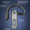 A diagram of a black and silver Bluetooth headset with labels indicating its functions and features. Produktbild-Vorschau