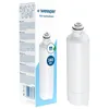 A product shot of a refrigerator water filter and its packaging, presented against a white background. Podgląd zdjęcia produktu