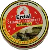 A round tin of Erdal Original Lederfett (leather grease) with a label showing a frog logo and an image of shoes in water. Podgląd zdjęcia produktu
