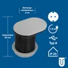 UNITEC Einbautischsteckdose Schuko+USB Stahld Produktbild-Vorschau 13