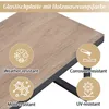 A close-up of a table surface with wood grain texture, featuring four circular icons with text labels highlighting product features. Anteprima dell’immagine prodotto