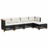 5-tlg. Garten-Sofagarnitur mit Kissen Schwarz Poly Rattan Produktbild-Vorschau 1