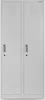 A front view of a gray double locker with two compartments. Podgląd zdjęcia produktu
