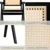 A collage of images showcasing a black armchair with cane detailing, highlighting its features and materials. Produktbild-Vorschau