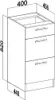 A technical drawing of a kitchen cabinet with dimensions indicated. Náhled obrázku produktu