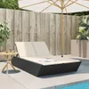 vidaXL Bain de soleil double avec coussins noir Poly rotin Voir les images du produit 2