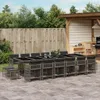 17-tlg. Garten-Essgruppe mit Kissen Grau Poly Rattan Produktbild-Vorschau 2