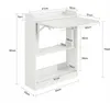 A white wall-mounted shelf unit with a fold-down table, showing dimensions. Náhľad obrázku produktu