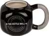 A black mug with a gray handle, featuring text and graphics. Podgląd zdjęcia produktu