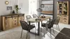 A dining room scene with a sideboard, dining table, and chairs. Produktbild-Vorschau