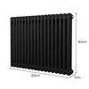Traditionele radiator met 2 kolommen - 600 x 832 mm - Zwart Productafbeelding-voorbeeld 5