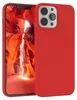 A red phone case is shown on a white background, with a colorful image displayed on the phone screen. Produktbild-Vorschau