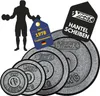 A silhouette of a weightlifter is shown next to a stack of weight plates, with marketing tags and logos. Anteprima dell’immagine prodotto