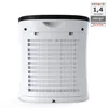 The back view of a white air purifier with a black top rim, set against a white background. A small badge with German text and a rating is visible in the top right corner. Podgląd zdjęcia produktu