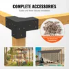 Collage showing pergola corner connectors, screws, and two lifestyle images of pergolas in use. Anteprima dell’immagine prodotto