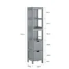 A diagram of a gray bathroom cabinet with dimensions indicated. Produktbild-Vorschau