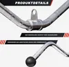 Close-up shots of a silver curl bar with textured grips and a black end cap, highlighting product features. Náhľad obrázku produktu