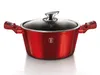 A red pot with a glass lid and silver handles, shown on a white background. Produktbild-Vorschau