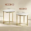 HOMCOM Couchtisch rund 2er Set Stapelbarer Beistelltisch Produktbild-Vorschau 3