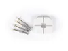 A group of screws and wall anchors next to a white plastic divider. Náhled obrázku produktu