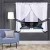 Fertiggardine Set mit Panel Weiß Schwarz Voile Leinen Produktbild-Vorschau 2