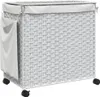 vidaXL Kôš na bielizeň s kolieskami Biely 60x35x60,5 cm Náhľad obrázku produktu 6