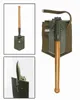 A collage of images showing a folding shovel in different configurations and a close-up of its mechanism. Produktbild-Vorschau
