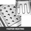A close-up collage showing a perforated metal basket and a heating element inside a fryer. Produktbild-Vorschau